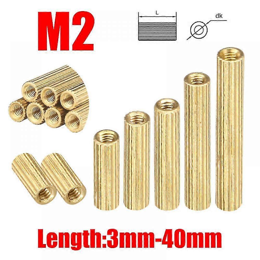 M2 Solid Brass Knurled Round Female-female Spacers Standoff Pillar Stud Screws