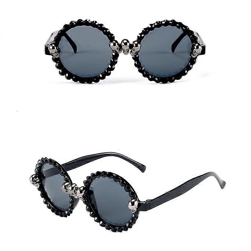 גולגולת גותית משקפי שמש ליל כל הקדושים חג המולד עין חתול קריסטל פאנק משקפי שמש מעצב יוקרה גפאס דה סול מוג'ר