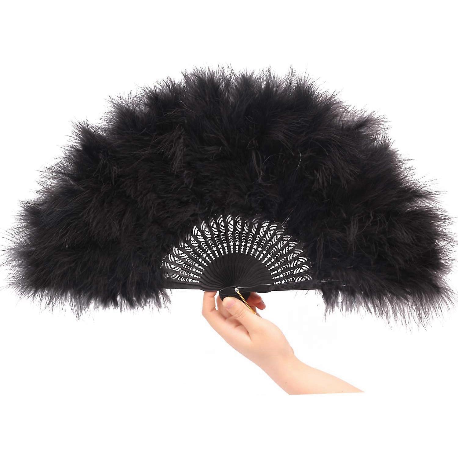 Feather Folding Fan 1920s Vintage Style Flapper Hand Fan