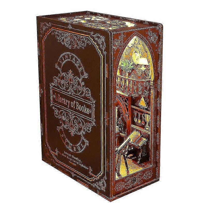 Diy Dollhouse Booknook Bookshelf Insert Decor Alley, Diy Book Nook Kit, Bookends Model Build-creativity Kit With Led Light