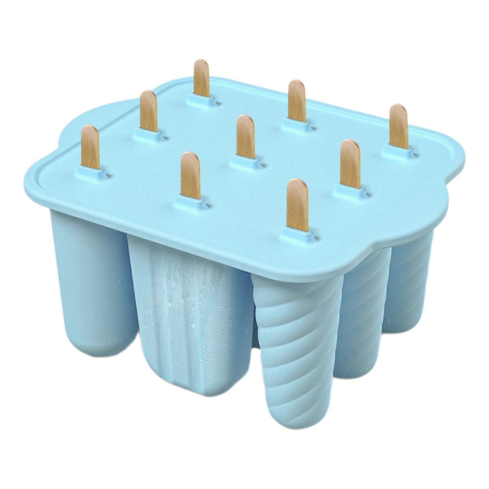 9 Hollow Silicone Popsicle Molds with Lids Easy-Release Ice Cream Maker Homemade Ice Lollipop Mold for Home Flexible Leak-Free Ice Cube Tray for Juice