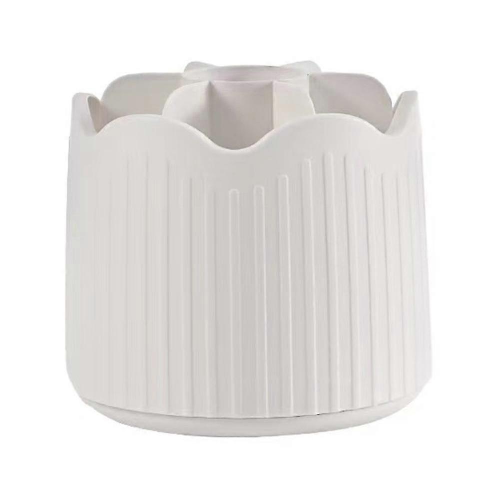 LINCMAN Makeup Brush Holder 360 Rotating Desktop Pen Holder Large Capacity Eyeshadow Brush Storage Box Bianco No Cover