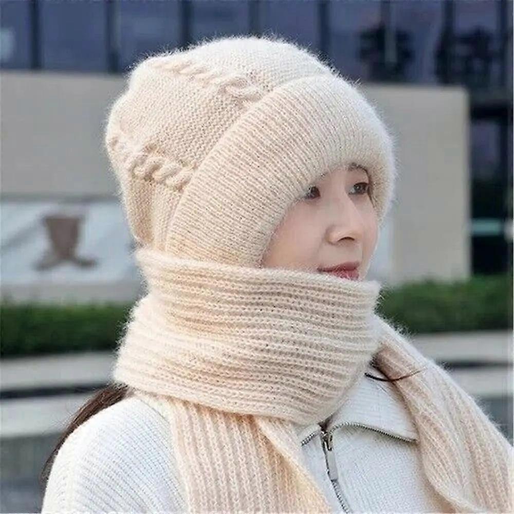 Integrated Ear Protection Windproof Cap Scarf Knitting Thickening Hat Winter