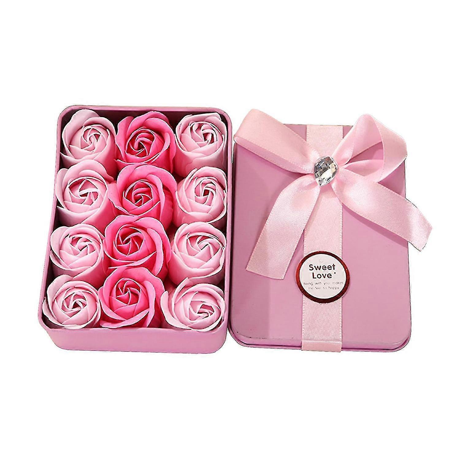 12pcs Weddings Gradient Soap Rose Flower Multicolor Home Decor Valentine's Day Birthdays Proposals