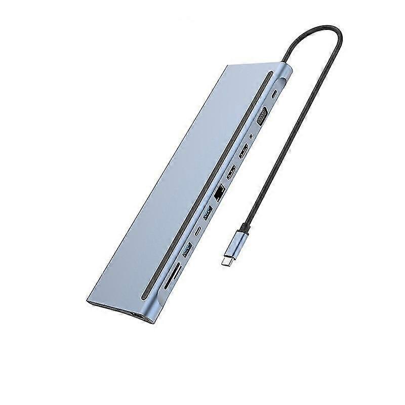USB C docking station, 12 in 1 triple display USB C hub with multiple interface adaptation