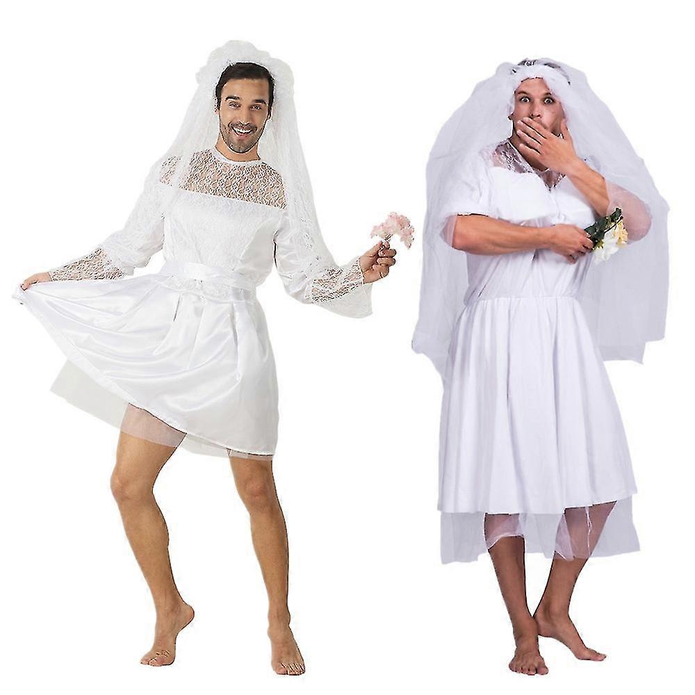 מצחיק גברים כלה דראג קווינס ליל כל הקדושים תחפושות חתן למבוגרים היפוך קוספליי תלבושות קרנבל חג הפסחא פורים שמלה מפוארת