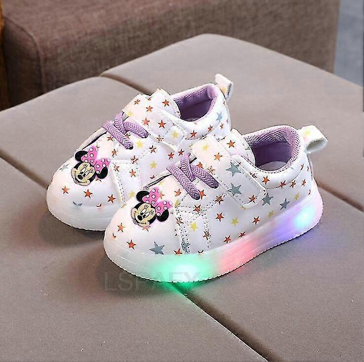 Animasyon Çocuk Parlayan Spor Ayakkabı Çocuk Prenses Kız Led Ayakkabı Sevimli Minnie Mouse Bebek Spor Ayakkabı Hafif Ayakkabı Krasovki Aydınlık
