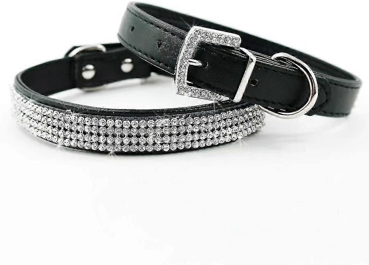 フルクリスタルラインストーンシングダイヤモンドPuレザードッグペットカラーウィット