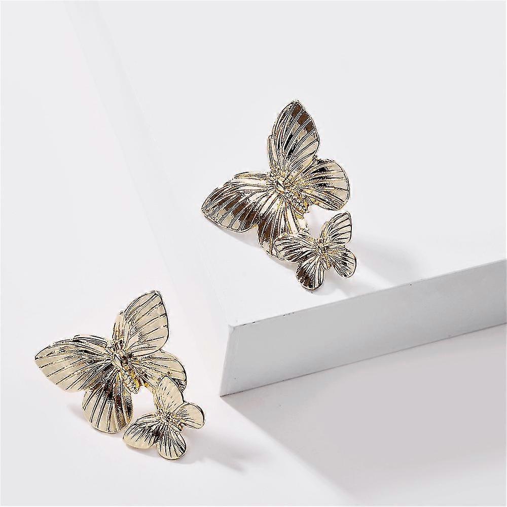 Gold Big Butterfly Earrings Drop