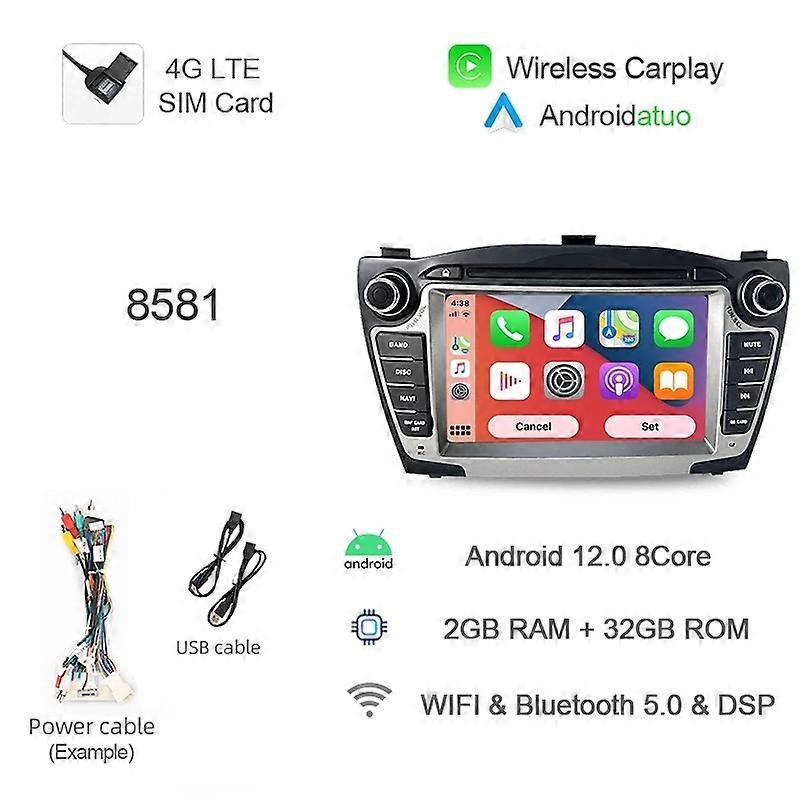 Carplay 8G+256G Auto Android 13 Car Radio GPS Player Carplay Navigation Bluetooth 4G LTE Wifi For Hyundai Tucson IX35 2009-2015