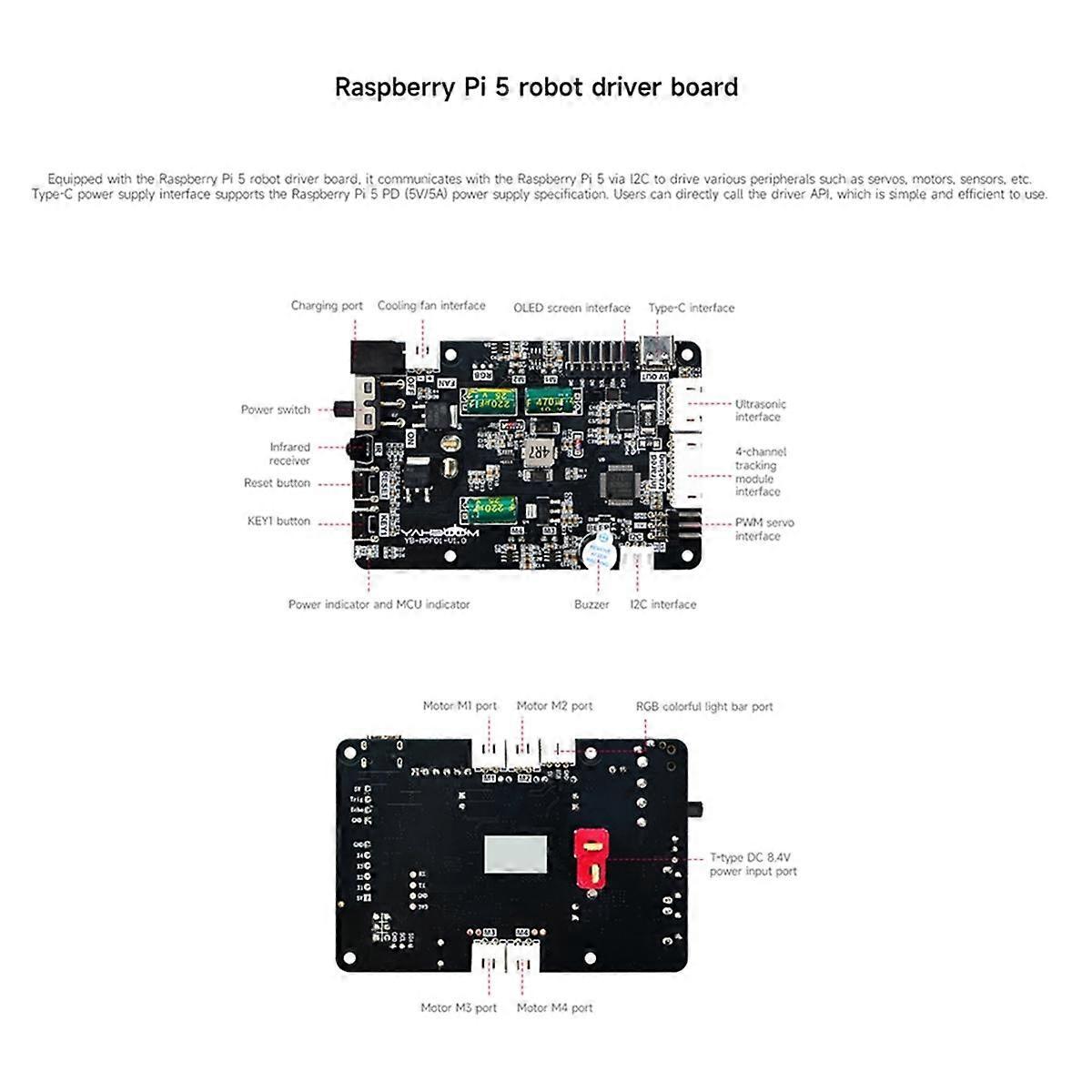 Für 5 4WD Mecanum Roboter Auto Kit AI Vision mit Kamera DIY Bildung ROS2-Humble Python Set US Plu