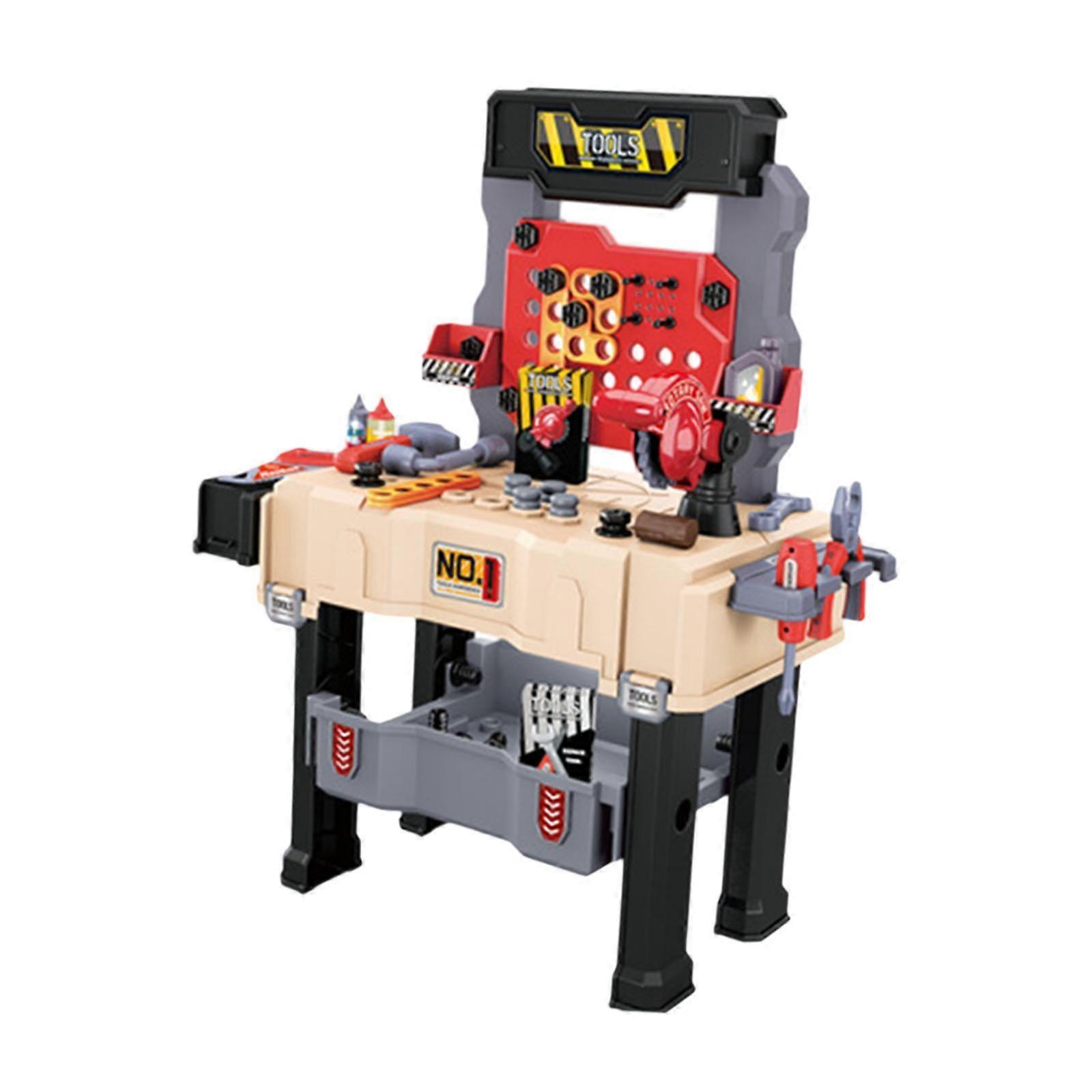 Kids Tool Bench Kids Workbench Toy for Shape Recognition Thinking Fine Motor yellow