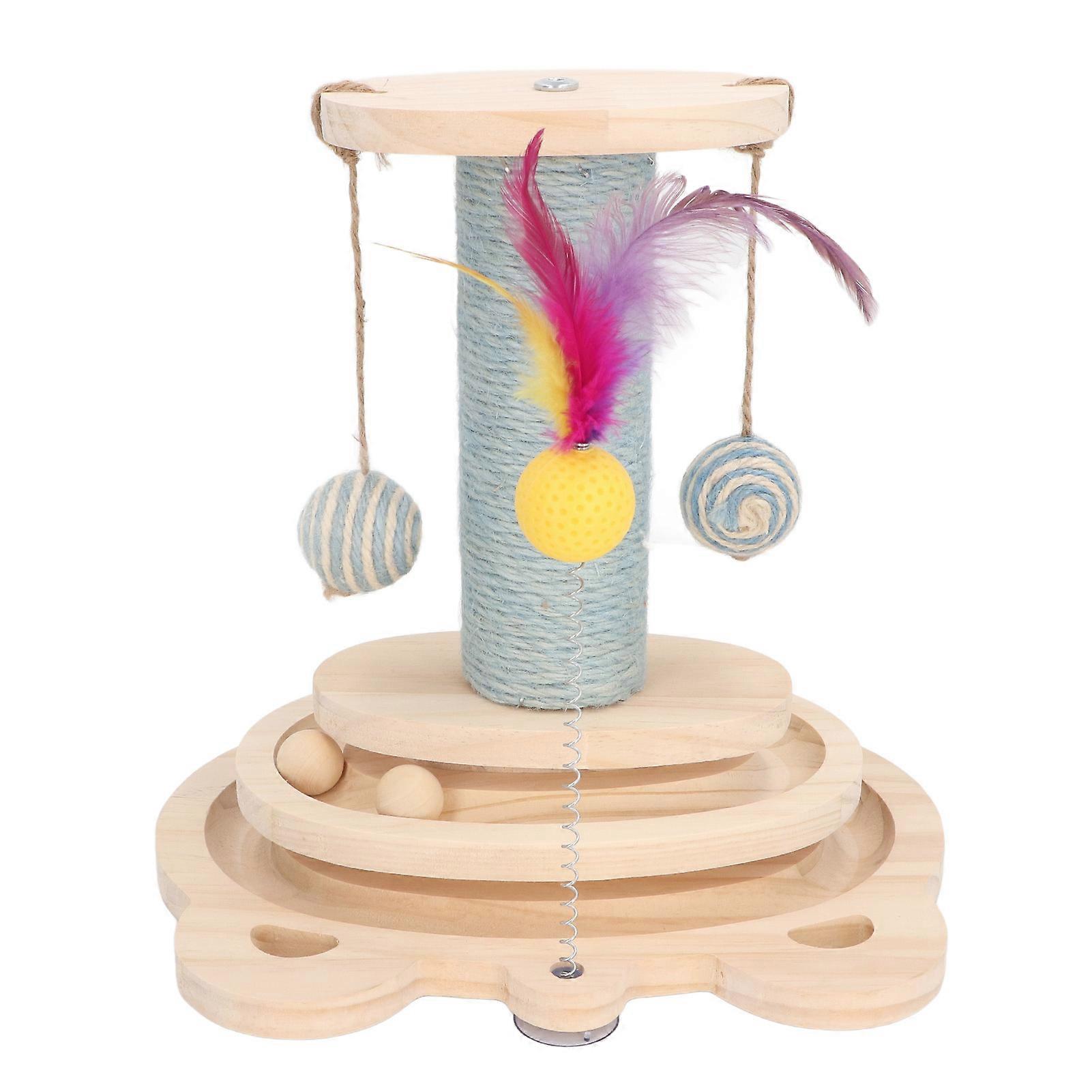 Versatile Pine Wood Cat Scratching Post 30x30x24cm Interactive