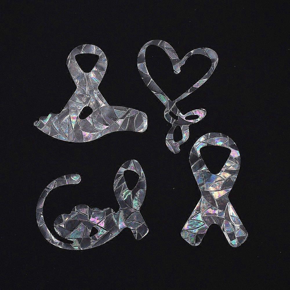 16Sheets 4 Style Waterproof PVC Colored Laser Stained Window Film Adhesive Stickers Electrostatic Window Stickers Colorful Ribbon Pattern 8.5~12~x7~12