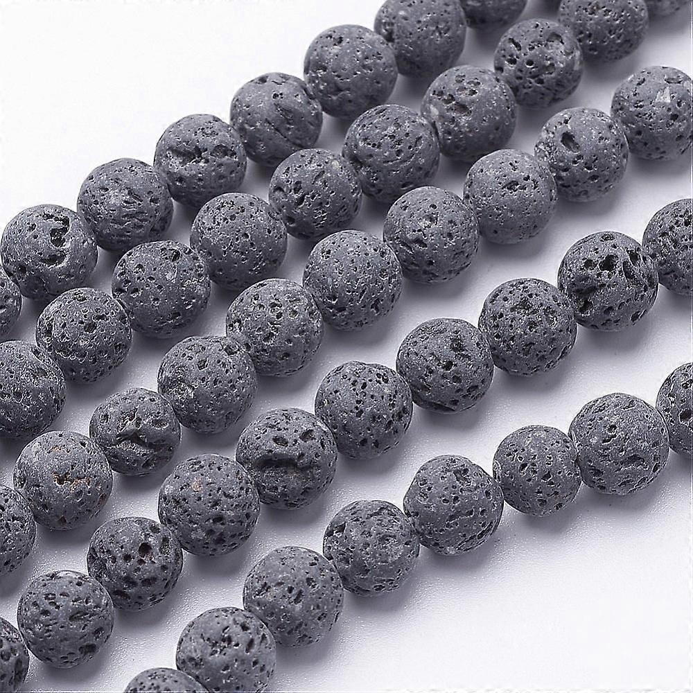 Unwaxed Natural Lava Rock Bead Strands Round 4mm Hole: 1mm about 86~88pcs/strand 15.5 inch