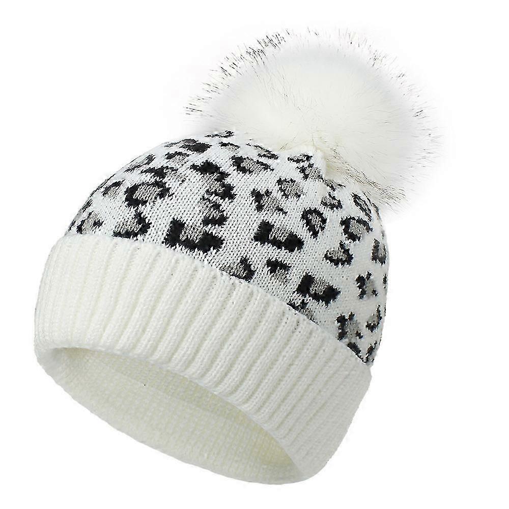 كاجوال الرياضة في الهواء الطلق للسيدات قبعة صغيرة محبوكة دافئة (أبيض) 1 قطعة