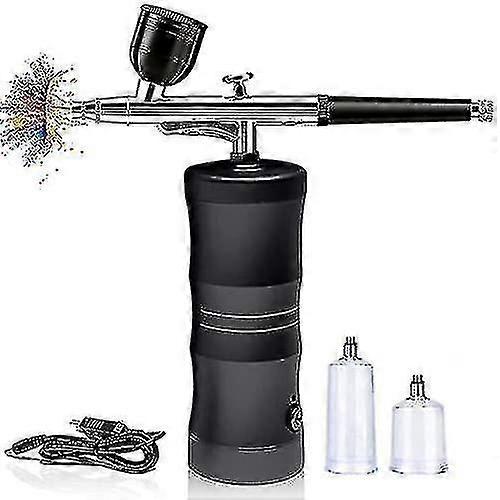 Airbrush Kit With Compressor Portable Mini Air Brush Spray Gun With Compressor Kit Single-dual Action Paint Set-black -krygv