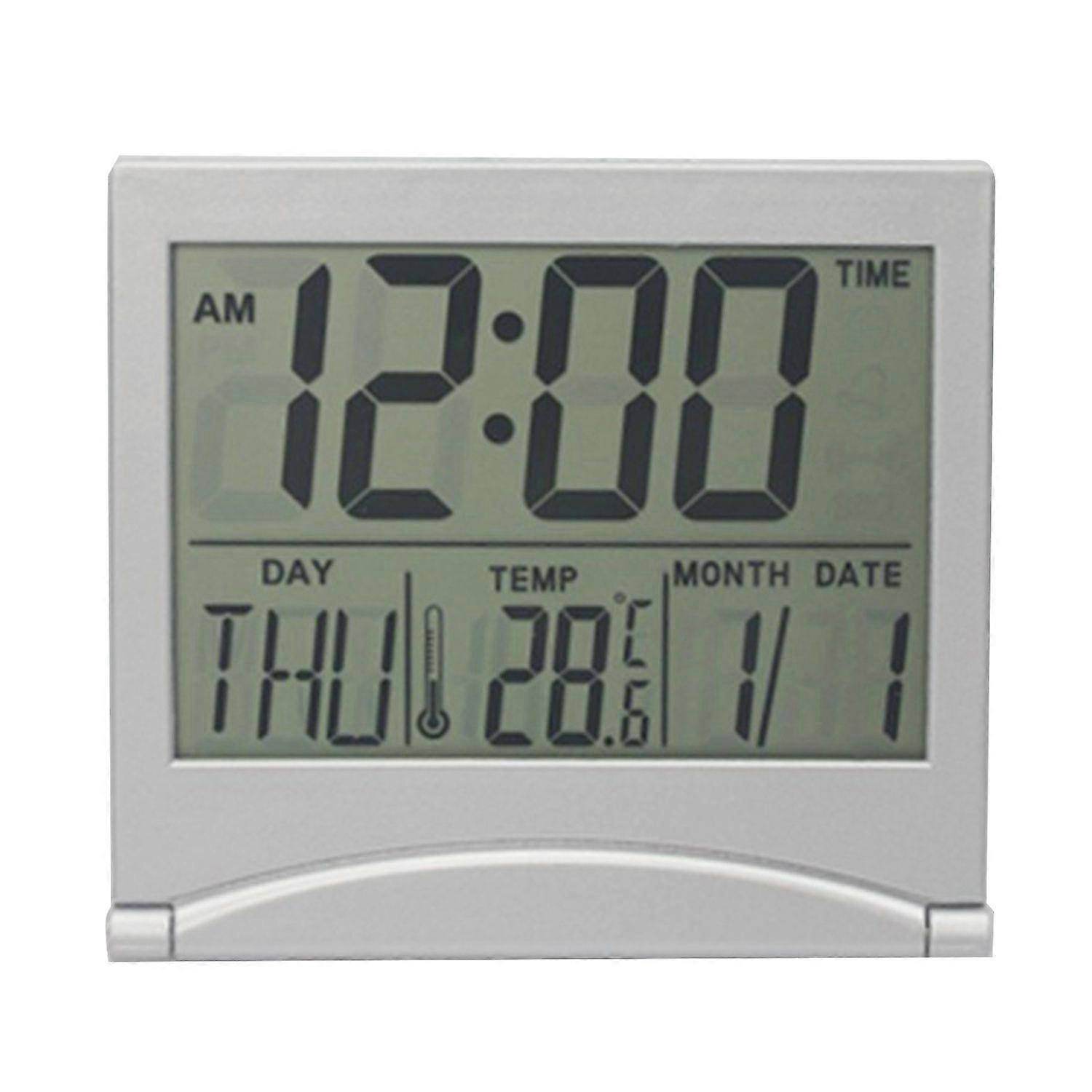 Folding LCD Digital Alarm Clock Desk Table Weather Station Desk Temperature Travel Ectronic Mini Clock