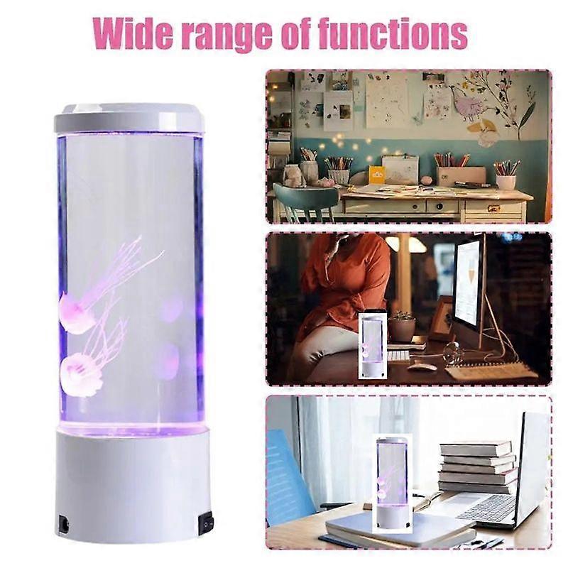 LED Jellyfish Night Light with Remote Control USB Powered Colorful Lighting Modes for Home Office Desktop Decorative