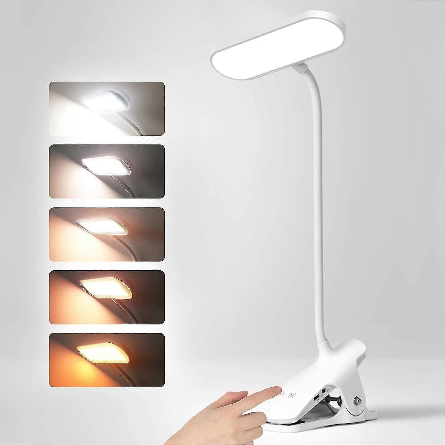 Wireless Led Desk Lamp, Touch Bedside Lamp 5 Dimmable 360 Flexible Neck Led Lamp, Reading Lamp Reading Lamp For Bed