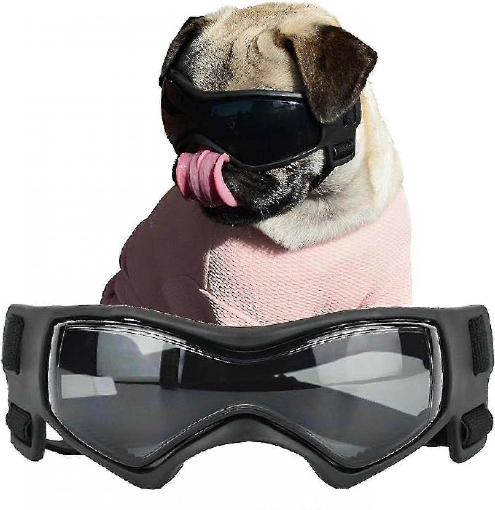 Dog Goggles for Small Breed Dog Sunglasses Dog UV Sunglasses Windproof Soft Frame Adjustable Straps for Small/Medium Puppy Dogs (Black)