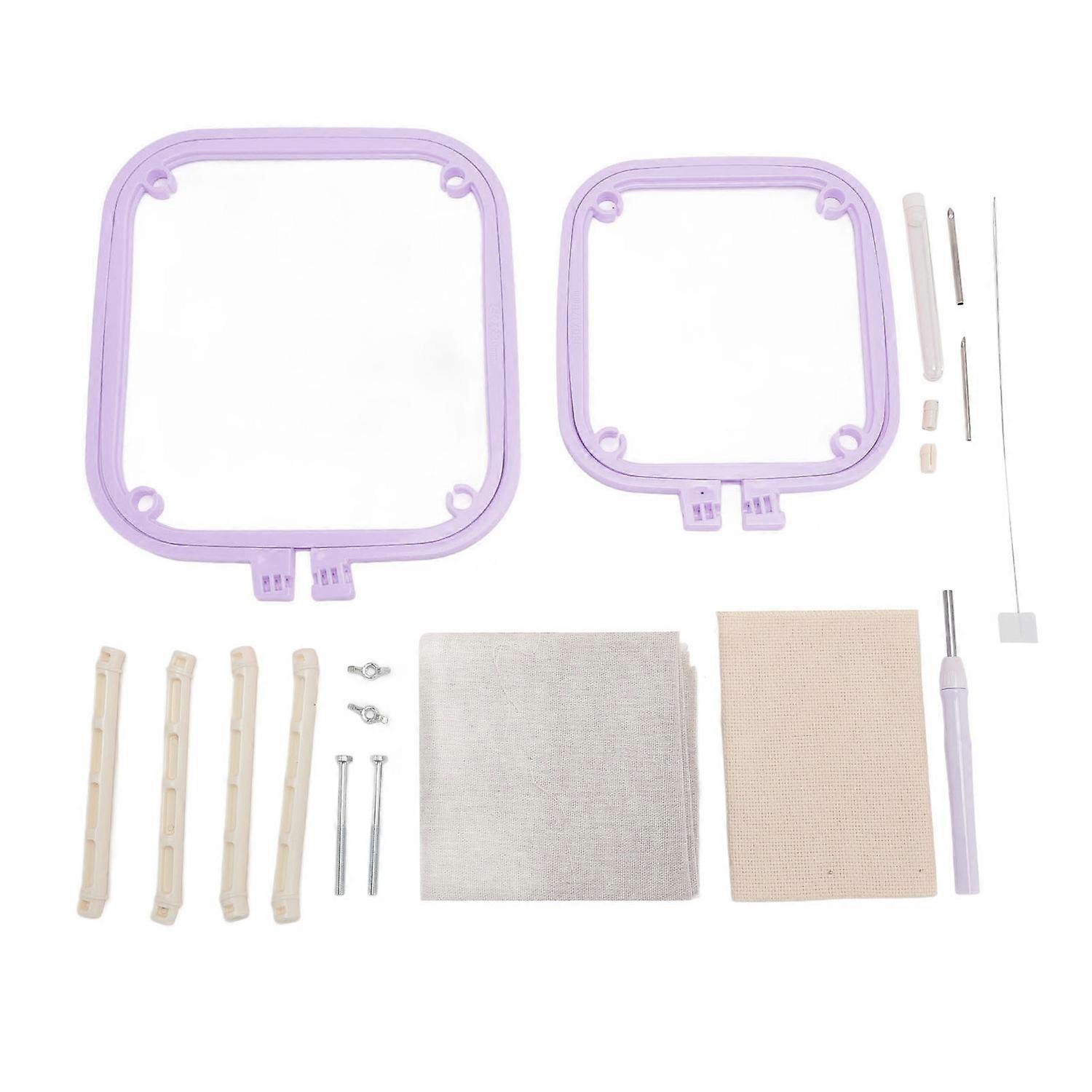 Double Layer Embroidery Hoop Tabletop Needlework Frame Holder with Needle for Craft Projects Light P