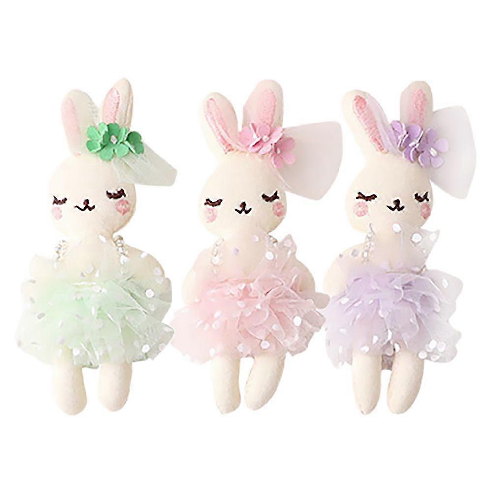 3pcs Small Plush Bunny Plush Animals Toy Rabbit Doll Crafts Making Rabbit Ornament