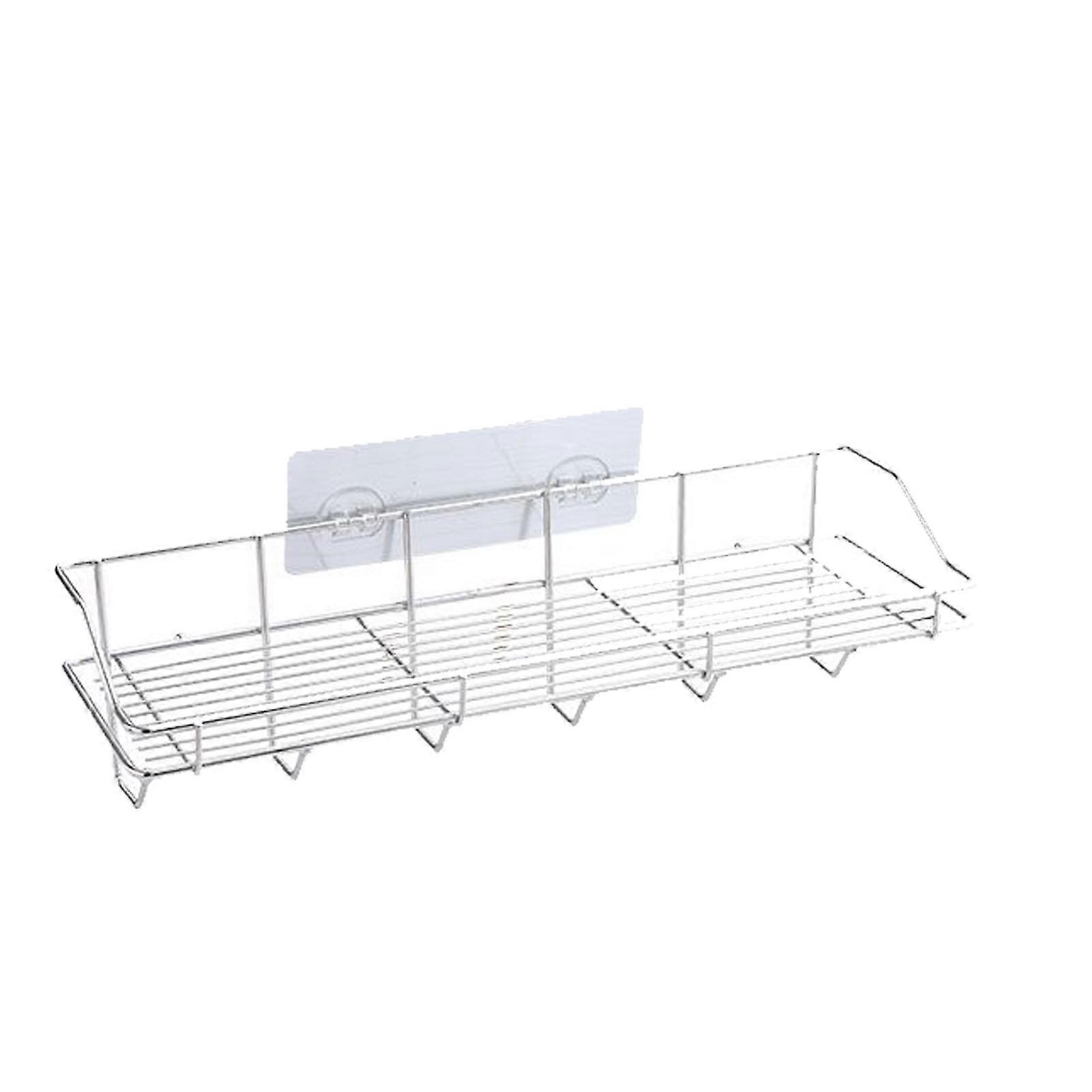 Spice Rack Organizer Large Capacity Stainless Steel Rack Space Saving Bathroom Shelf Wall Mounted with Hooks Rectangular