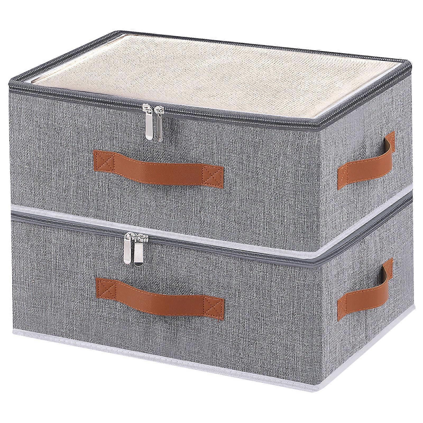 2-Pack Foldable Storage Bins - 15x10.2x5.9" with Zipper & Handles