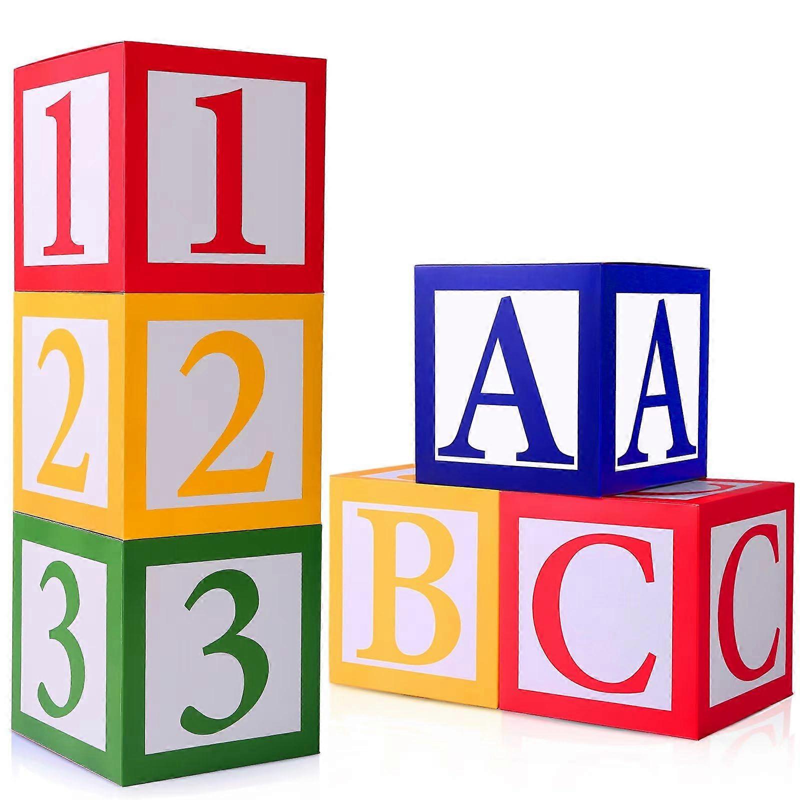 6-Pack ABC & 123 Balloon Boxes for Graduation and Baby Showers - Colorful Party Decor, 12-Inch Size, Durable Material
