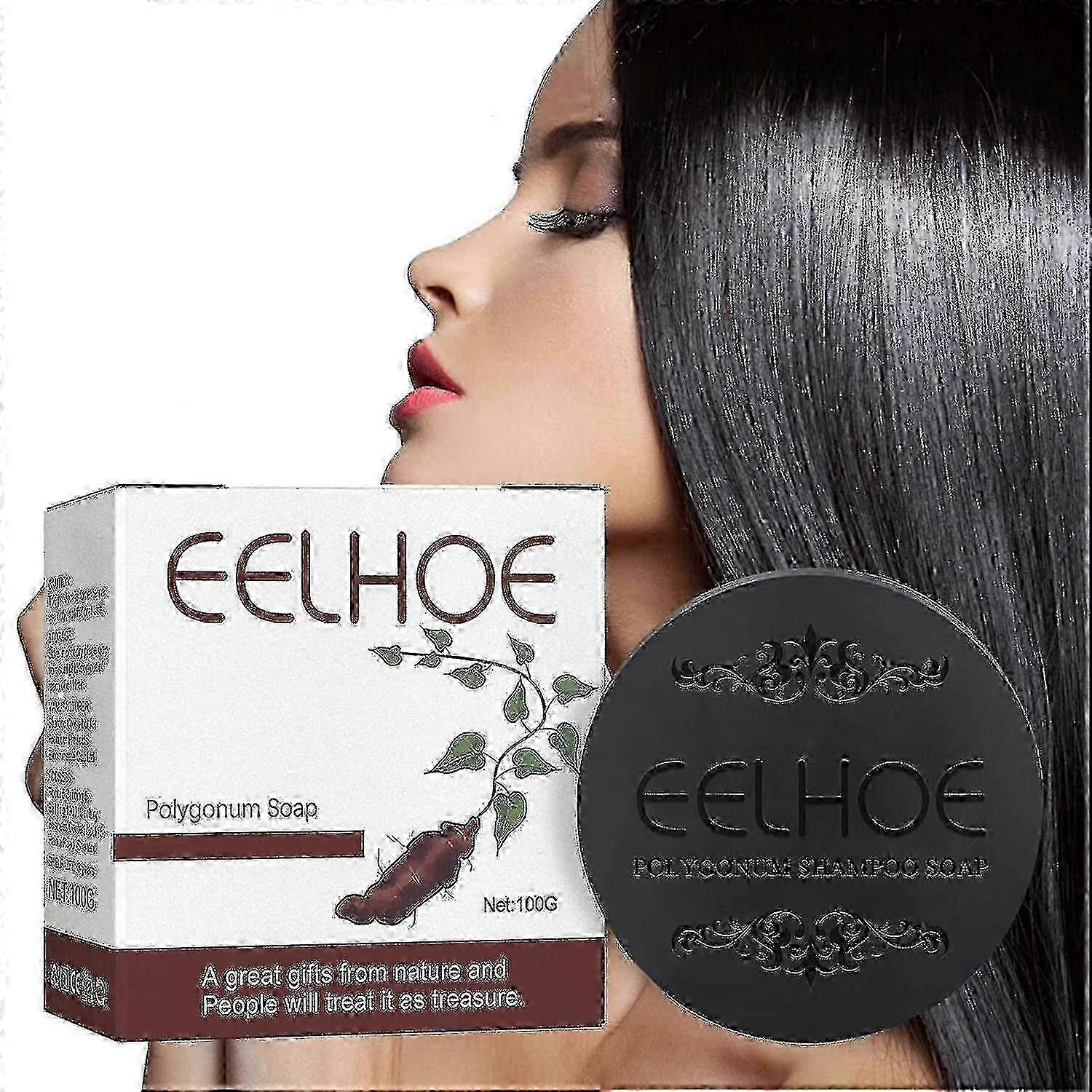 Νέο 2024 Polygonum Soap Black Thick Hair Fallopia Multiflora Shampoo Bar Polygonum Extract Shampoo Soap Προωθεί την ανάπτυξη των μαλλιών de