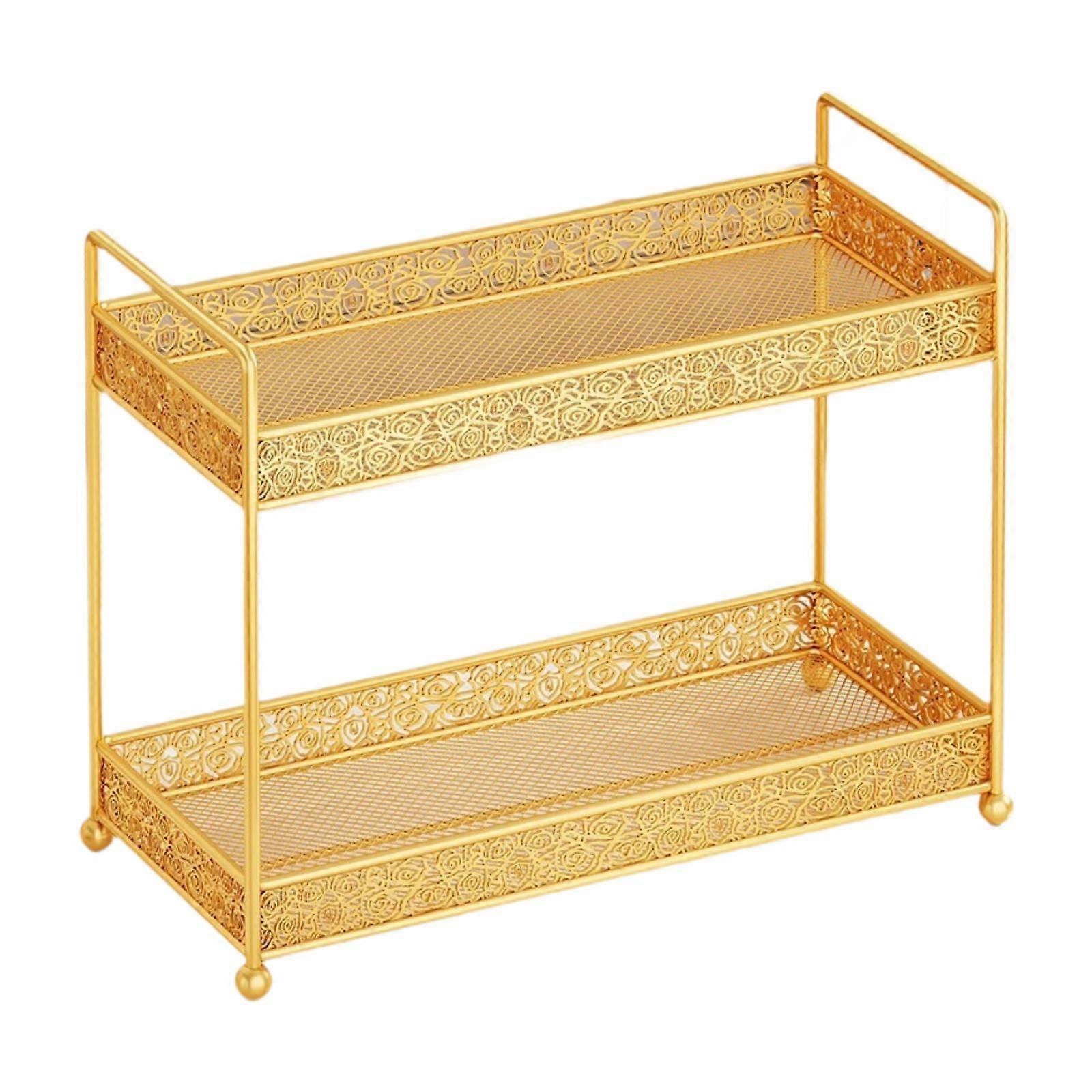 Desktop Organizer Rack 2 Tier Serving Tray with Handles Seasoning Jar Holder