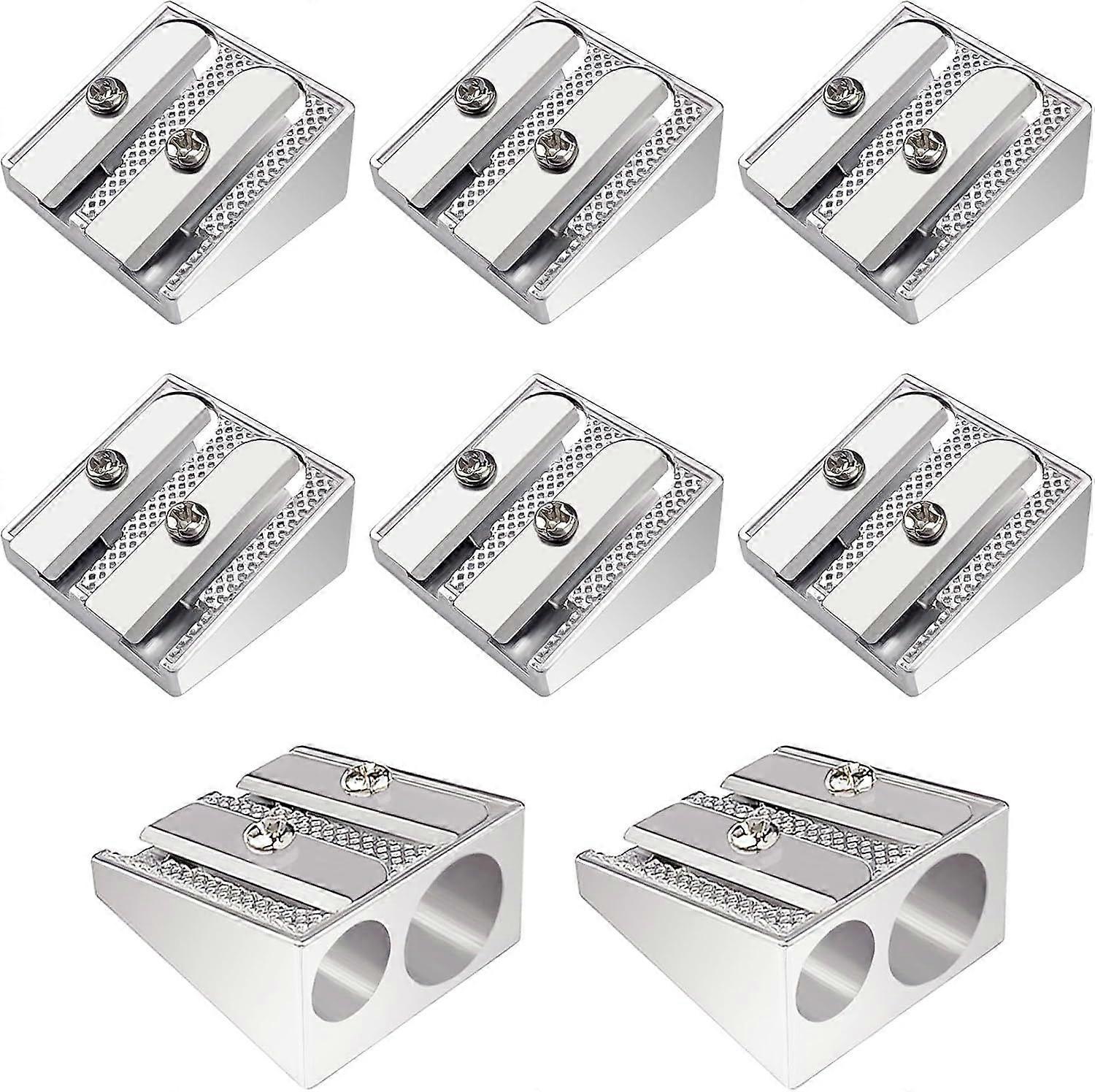 12 Pcs Metal Pencil Sharpener, Handheld Pencil Sharpeners, Crayon Sharpener, Manual Pencil Sharpener with Double Holes, Small Pencil Sharpener, Metal 