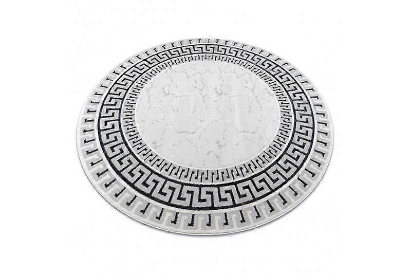 Carpet ALLURE 1960 circle, Greek key, frame - Structural, stylish, glamour white / grey