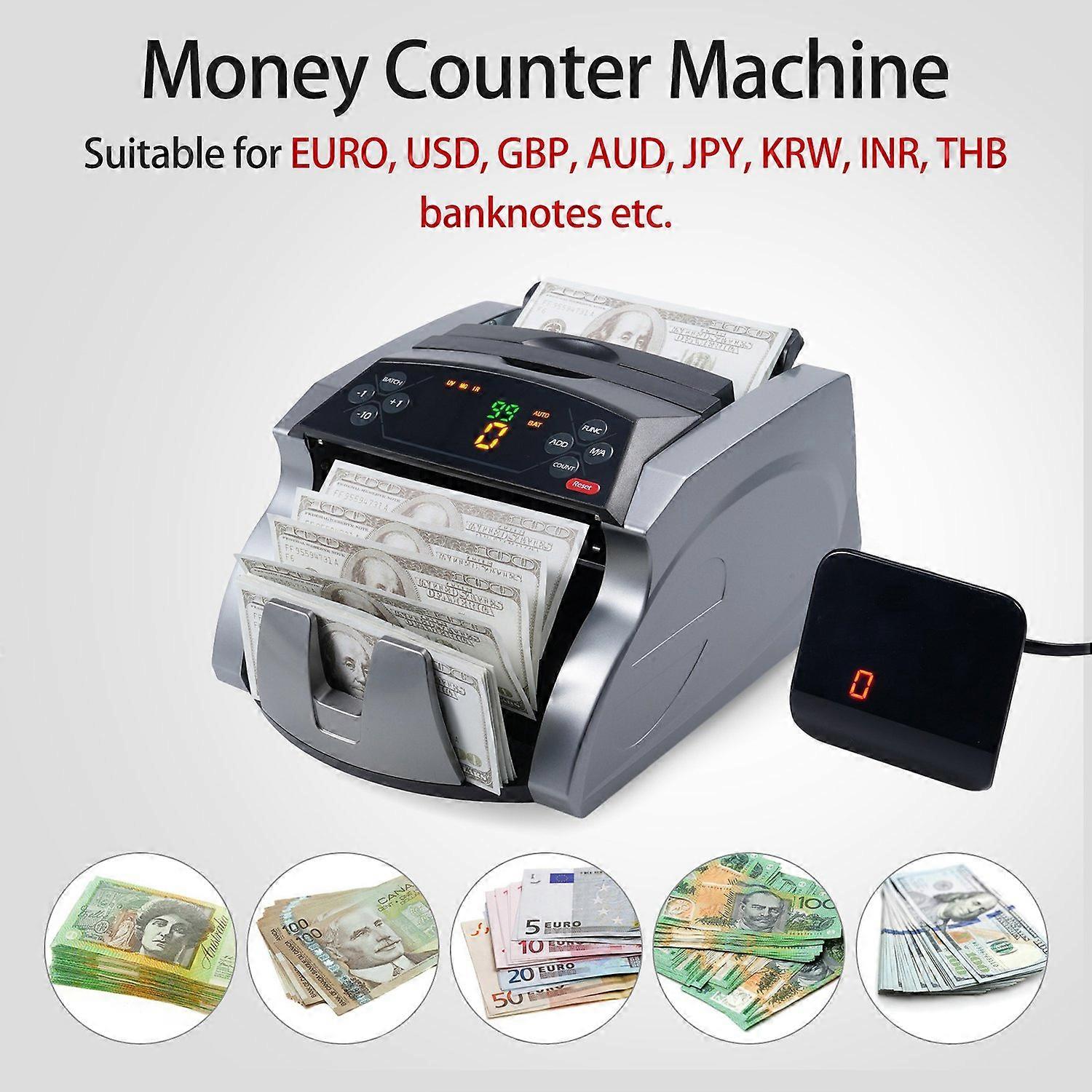 Money Counter Machine Counterfeit Bill Detector with UV MG IR Detection Automatic Money Detection Fa