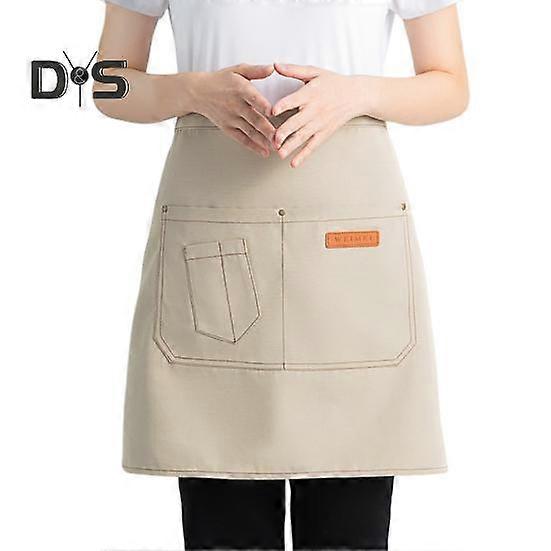 Half Apron for Men Women Breathable Kitchen Cooking Apron with Pockets Stylish Skirt Design Waiter Short Apron Versatile Chef Costume Accessory