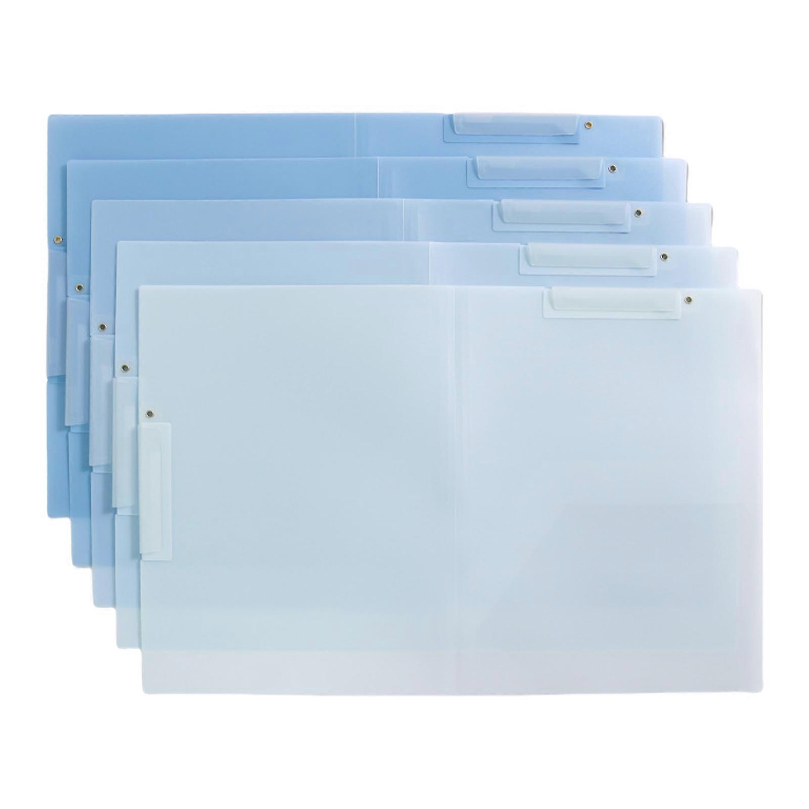 5Pcs Clear Paper File Sleeve with Rotating Clamp Presentation Display Folder Hold 40 Sheet Document Organizers Folder  gradient blue