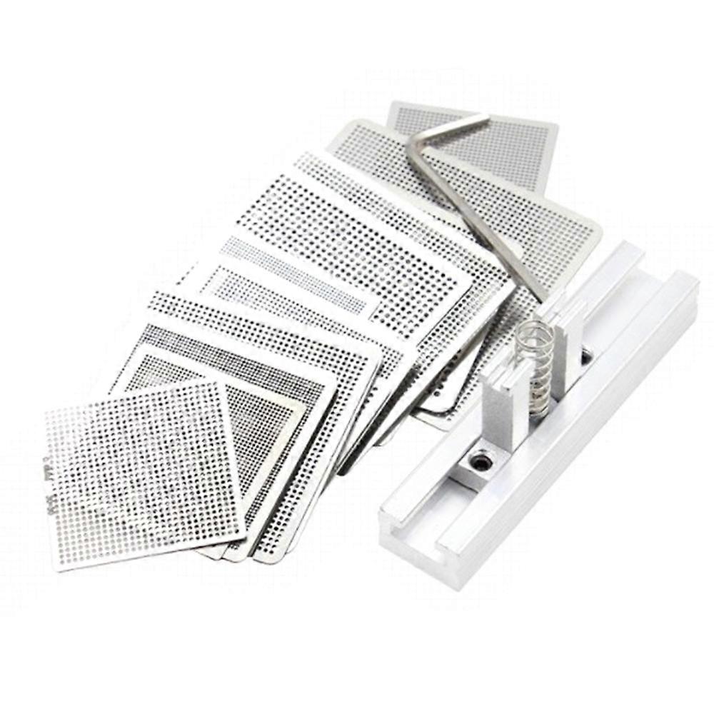 27 Pcs Steel Mesh Laptop Chip Flux BGA Reballing Stencil Template Kit
