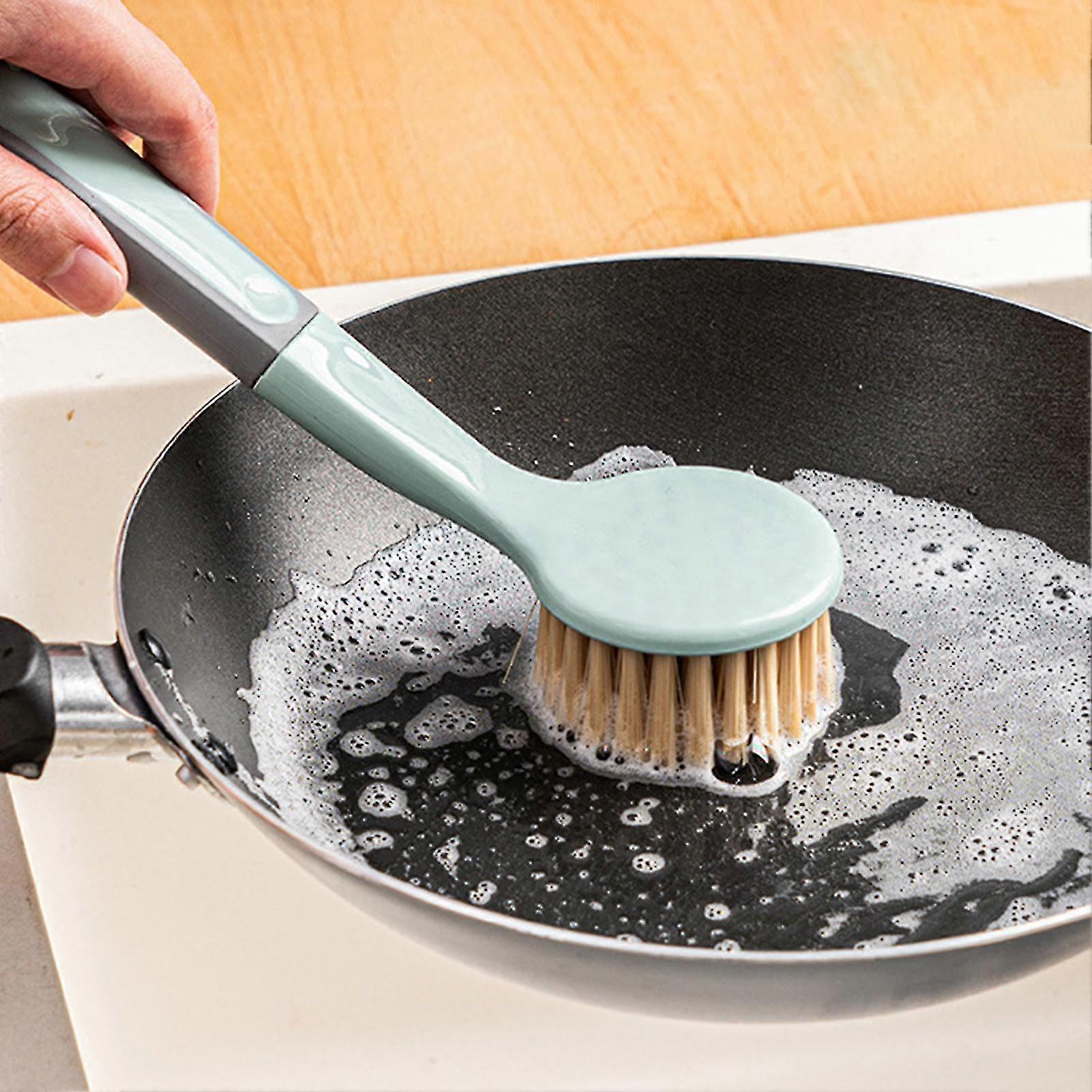 Escova de Panela FFY com Cabo Longo, Cerdas Flexíveis e Punho Confortável para Remoção de Manchas