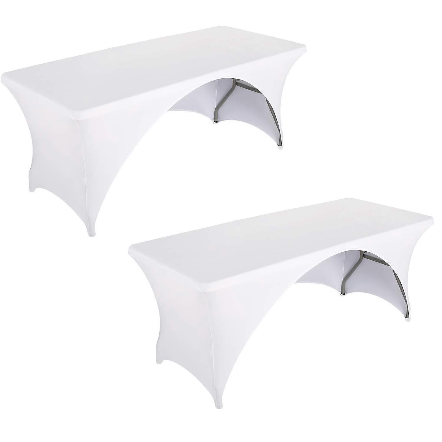 2 Pack White Fitted Table Covers for Trade Show Display on 6 Foot Folding Tables