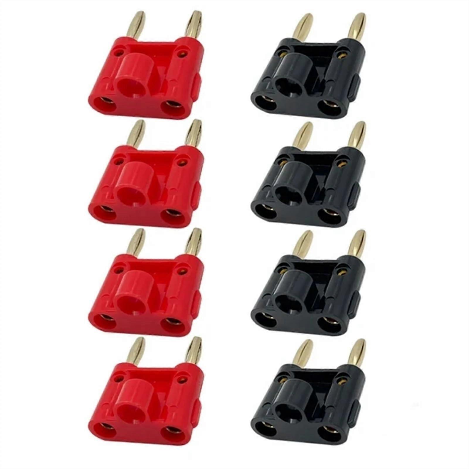 8PCS Double Row 4MM Banana Connector Twin Banana Terminal Adapter for Speaker Amplifier 4 Red 4 Black