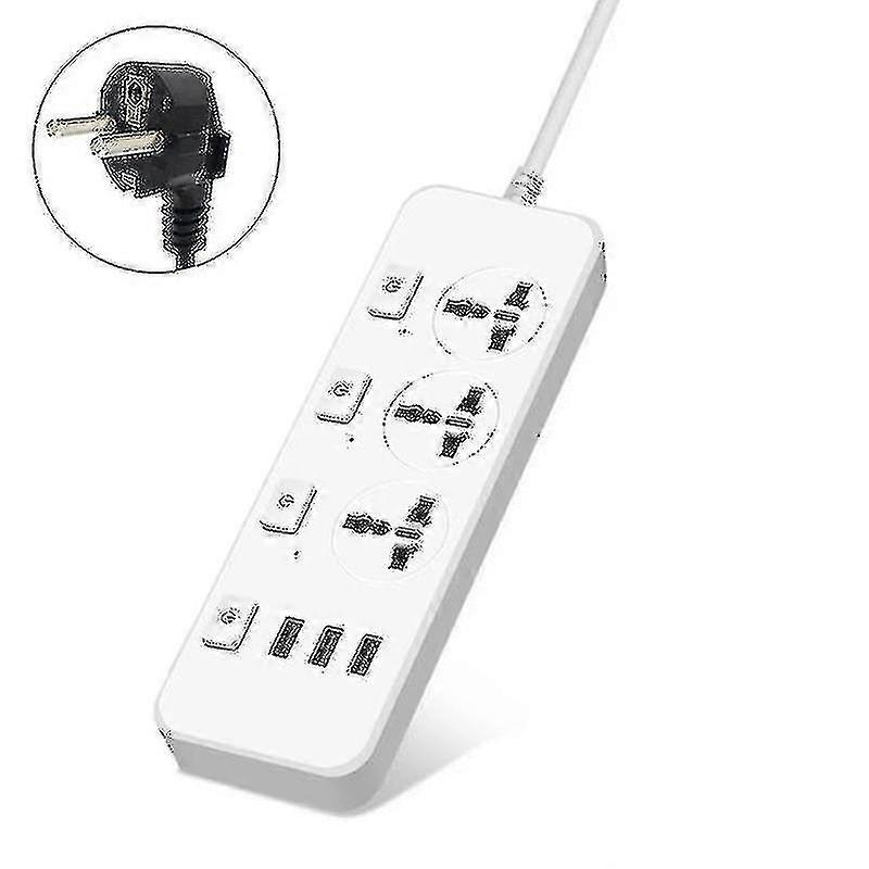 Us//eu Power Strip 5v2.1a Surge Protector With 3 Outlets 3 Usb Ports