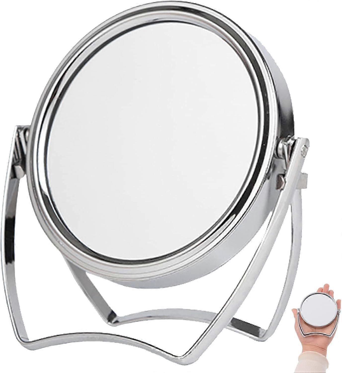 Small Silver Tabletop Makeup Mirror