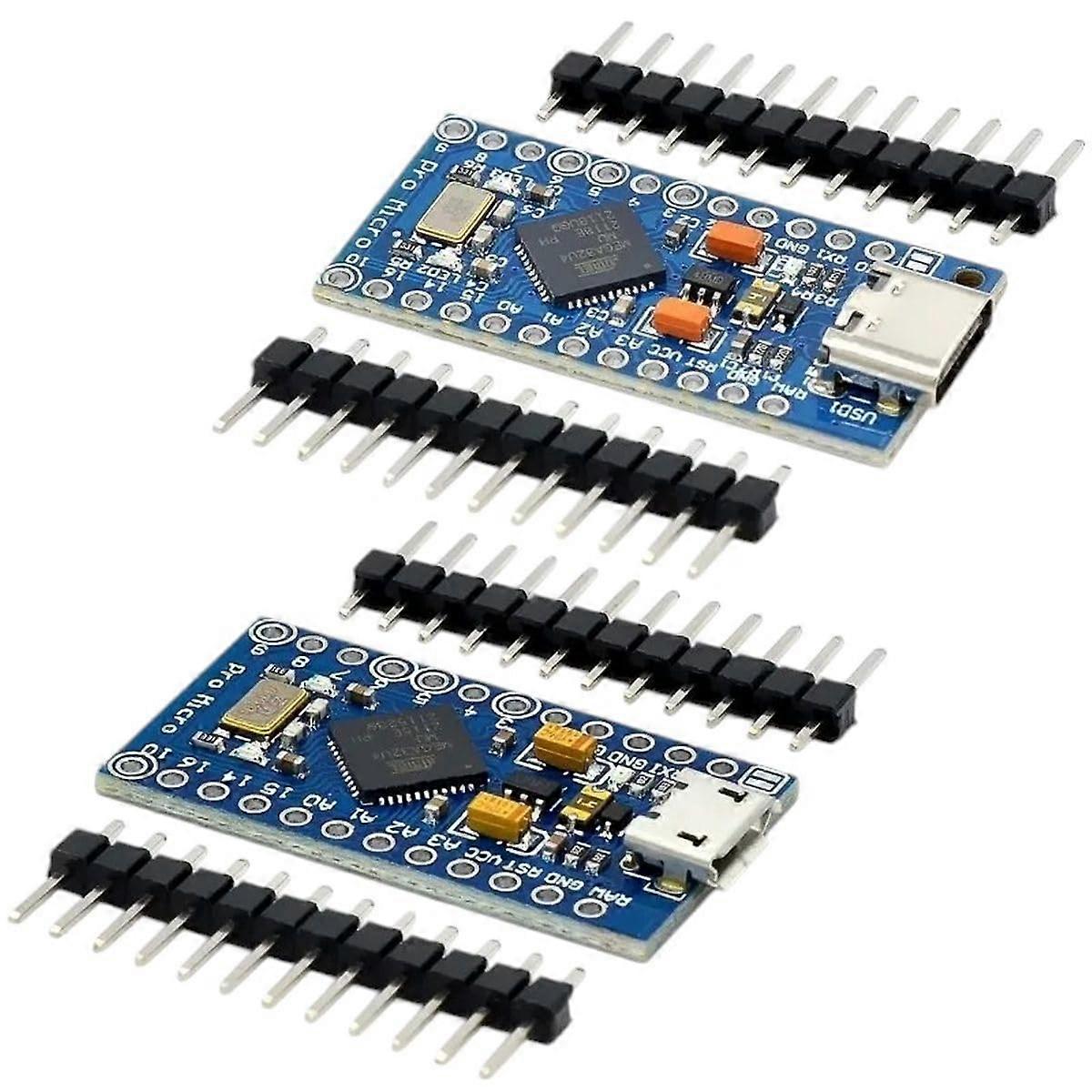 Pro Micro ATmega32U4 5V 16MHz Module - 2-Row Pins, 16-Piece Set, Self USB Update, Arduino Compatible