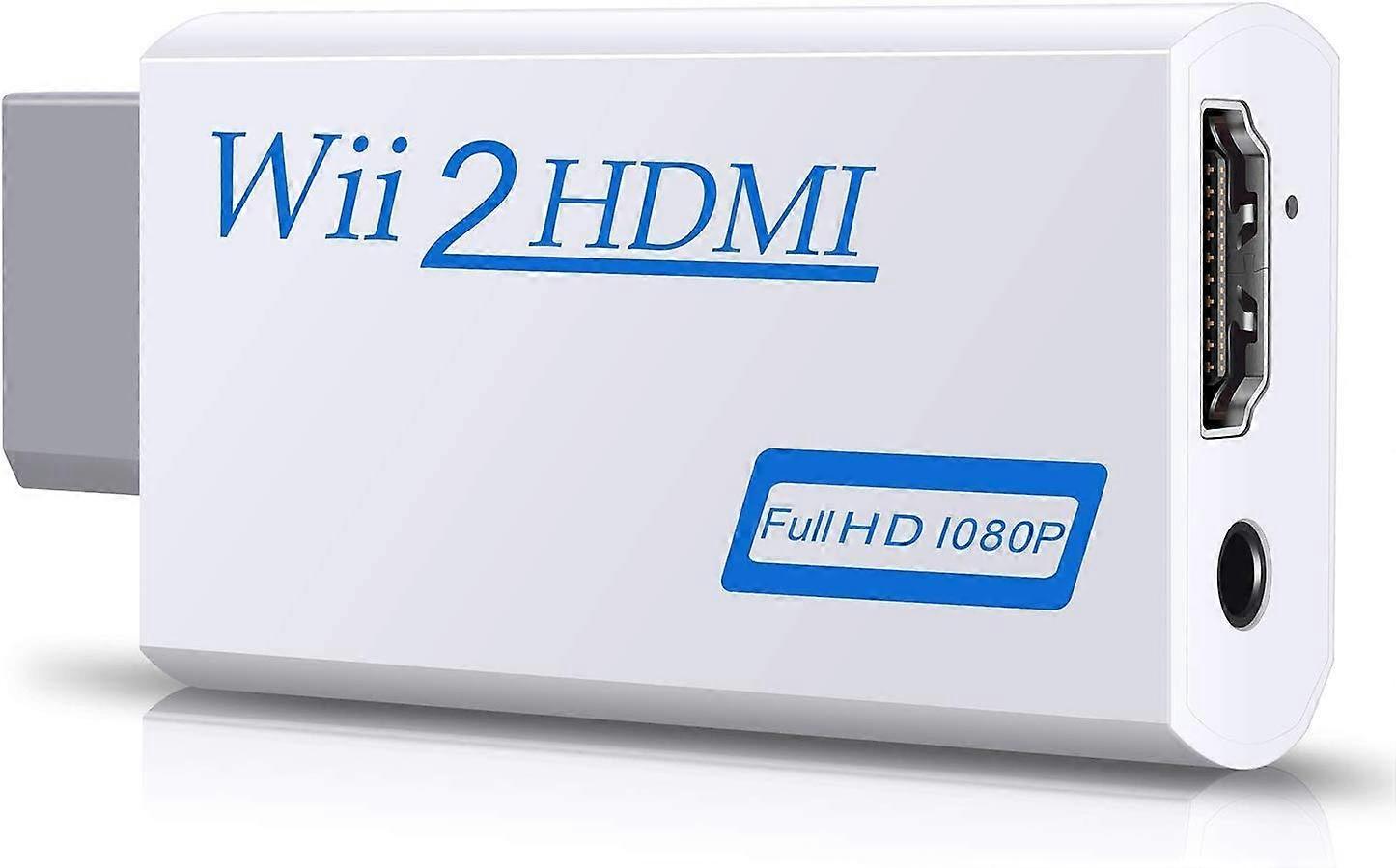 WII to HDMI 1080p Connector Output Video 3.5mm Audio - Supports All WII Display Modes White WII to HDMI Converter Adapter