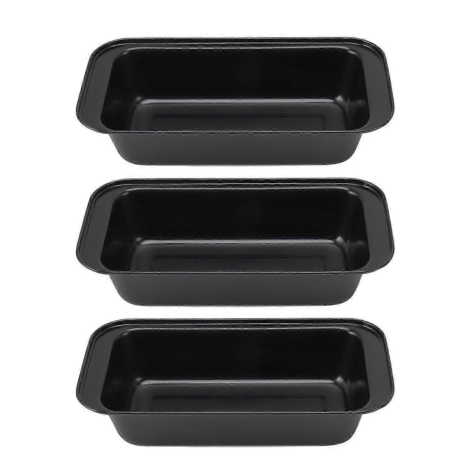 3PCS Non Stick Baking Pan Carbon Steel with Coating Loaf Bread Mould Box Rectangular Black &My