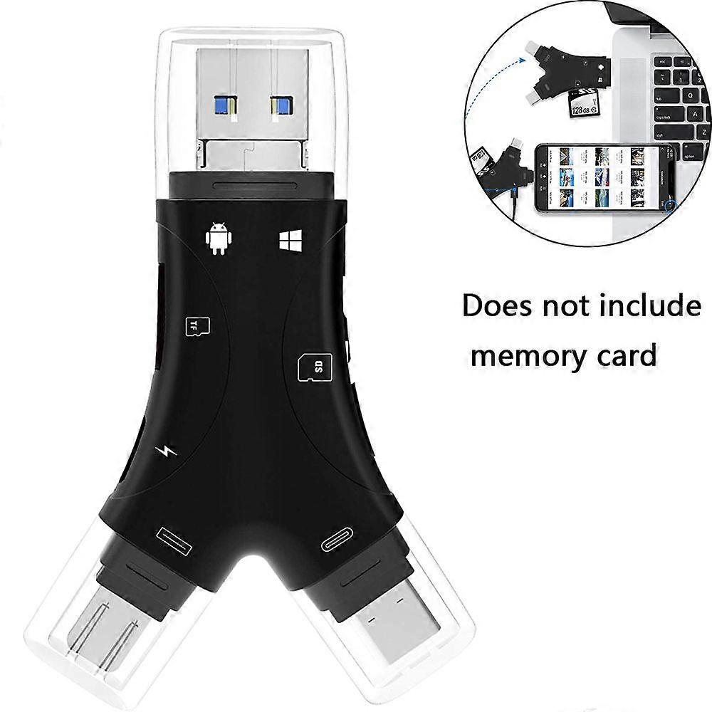 4-in-1 Versatility Interface Memory Card Reader, Plug And Play, Supports SD And Micro SD Cards, High-speed Data Management, Compact Design,