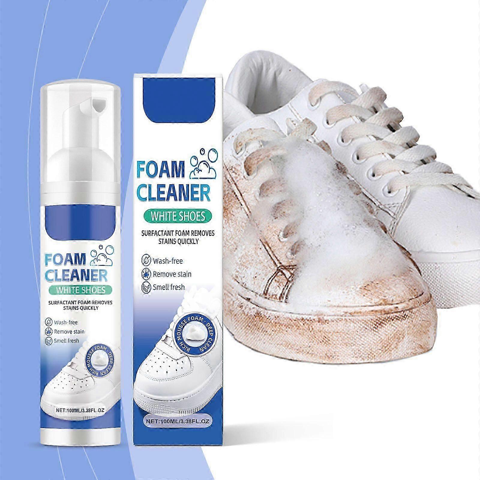 طقم منظف الأحذية شطف منظف المدرب الأبيض منظف رغوة مع منشفة فرشاة للأحذية البيضاء أحذية رياضية جلد الغزال أحذية التنس بقع الأوساخ 100 مل ثانية