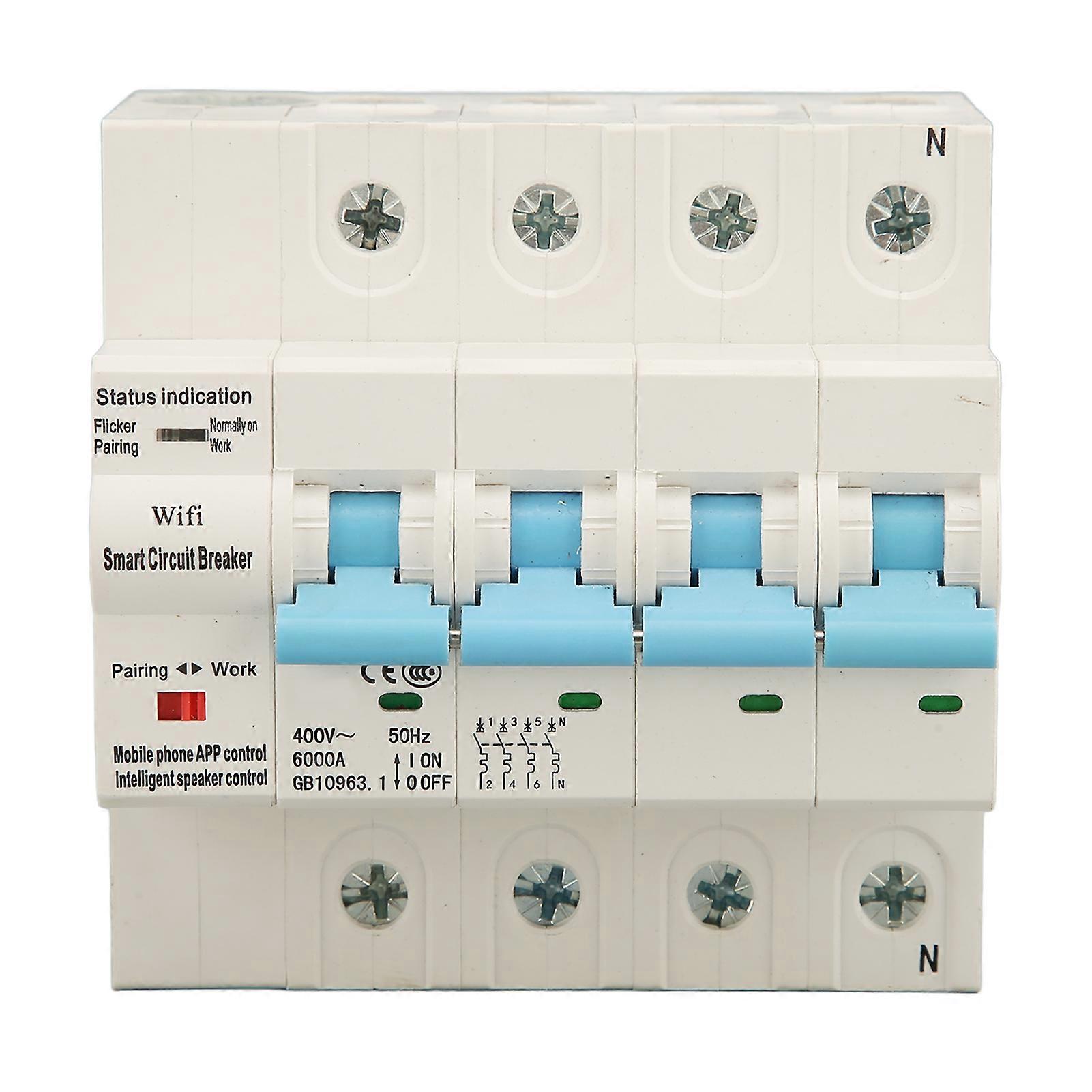 WIFI Circuit Breaker Rail Mounted Leakage Protection Air Switch for Home Dorm 4P AC400V