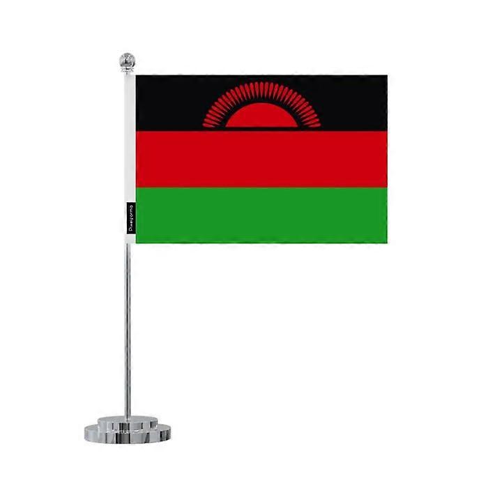 Malawi Flag Desk – 14 x 21 cm – Polyester – Stainless Steel Base